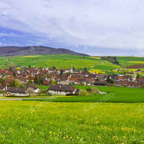 Preview: Swiss Town Surrounded By Pastures
