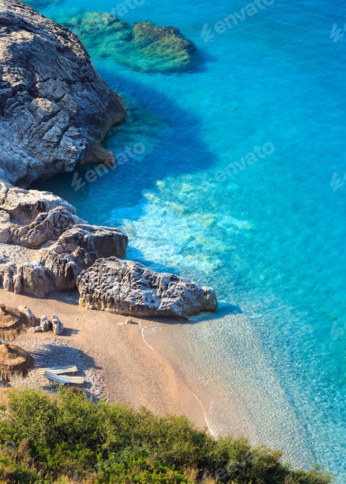 Preview: Morning Summer Ionian Sea Coast Top View With Beach, Albania