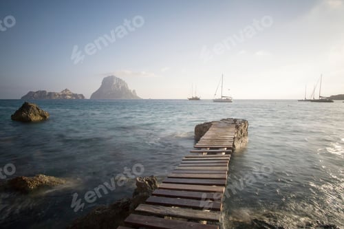Preview: Sunset From Cala D Hort With Es Vedra Island Ibiza Balearic Islands Spain