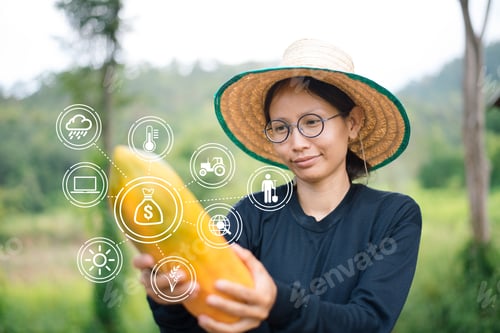 Preview: Young Asian Farmer Show Banana.