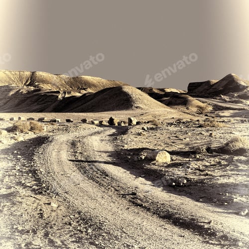 Preview: Rocky Hills Of The Negev Desert In Israel, Retro Image Filtered Style