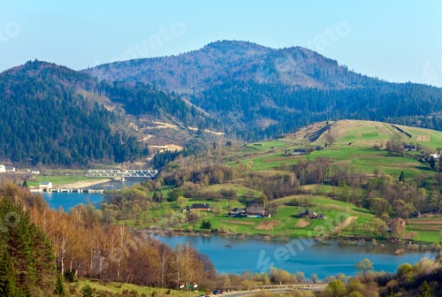Preview: Spring Country Landscape With Village And River