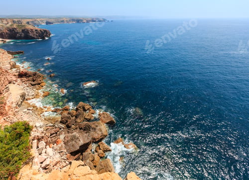 Preview: Summer Atlantic Rocky Coast View, Aljezur, Algarve West, Costa Vicentina, Portugal.