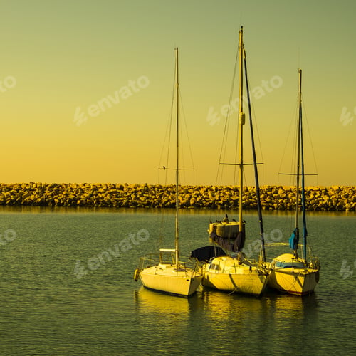 Preview: Breakwater Protecting The Beach Of Mediterranean Sea In Israel. Port Of Tel Aviv For Mooring Of