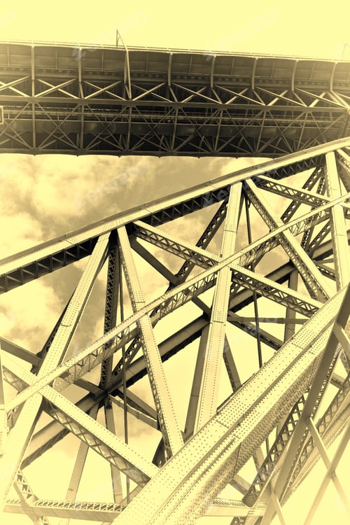 Preview: Bridge Built By Eiffel In The City Of Porto In Portugal, Stylized Photo