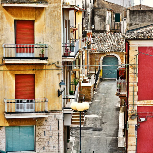 Preview: View To Historic Center City Of Ragusa In Sicily, Vintage Style Toned Picture