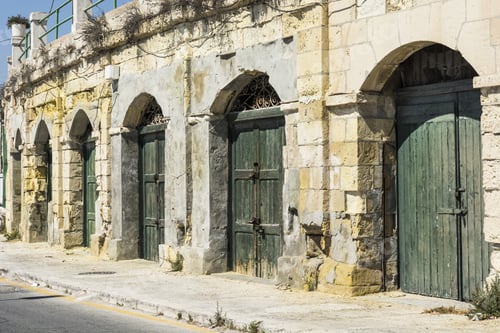 Preview: Flaked Gates In Historic Part Of Valletta. Entrance To An Abandoned House On The Island Of Malta