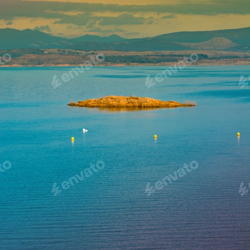 Preview: Sunset Over A Mountain Lake In Spain, Instagram Effect