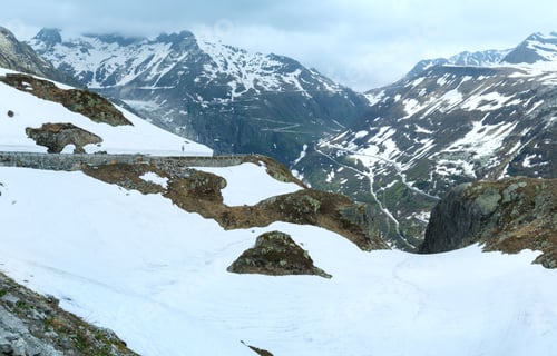 Preview: Summer Mountain Landscape With Road (Grimsel Pass, Switzerland)