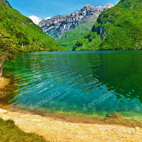 Preview: Green Water Of The Mountain Lake In The Italian Dolomites