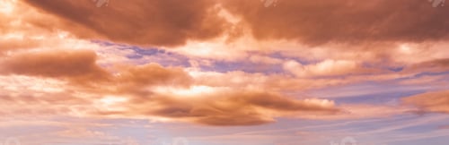 Preview: Summer Sunset Dranatic Sky Panorama With Fleese Clouds. Summer Evening Sky And Weather Concept