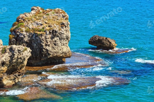 Preview: Rock In Sea Near Beach Cala Paradiso Near Rocca Di San Nicola, Agrigento, Sicily, Italy