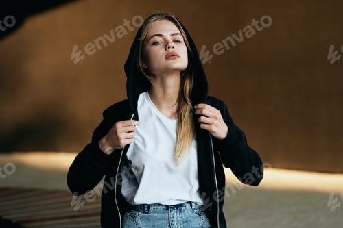Preview: Woman In A Hoodie In Nature