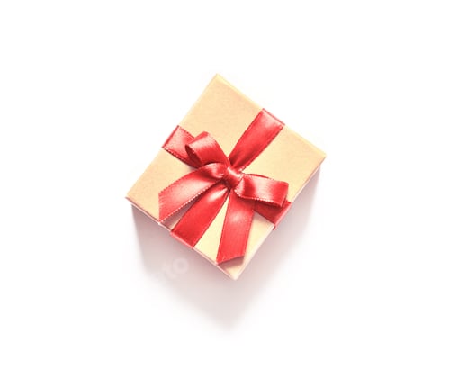 Preview: Gift Box Isolated On White Background, Copy Space.