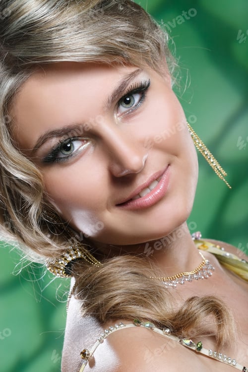 Preview: Beautiful Woman'S Face With Makeup And Beautiful Luxuriant Hair