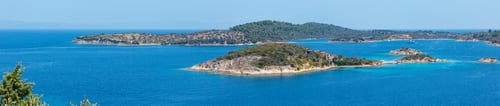 Preview: Beautiful Summer Aegean Sea Coast Landscape (Near Lagonisi , Sithonia, Halkidiki, Greece). Four