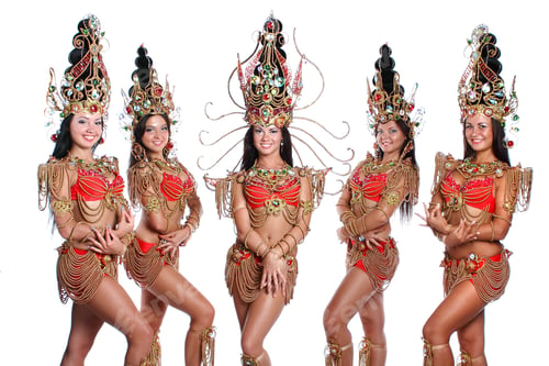 Preview: Beautiful Girl Dressed As Thai Dancers. Dance Moves. Beautiful Colorful Costumes, Vivid Emotions