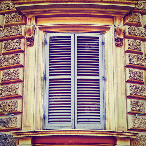Preview: Closed Window Of Old Building In Rome, Italy, Instagram Effect