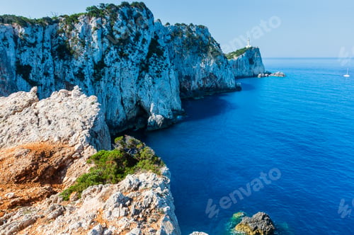 Preview: South Cape Of Lefkas Island And Lighthouse (Lefkada, Greece, Ionian Sea). View From Up.