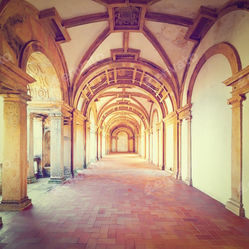Preview: Interior Of The Templar Castle In The Portugal City Of Tomar, Retro Effect
