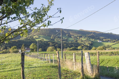 Preview: Itxaussu Is A Picturesque Village In The Basque Country France. Rural Landscape.