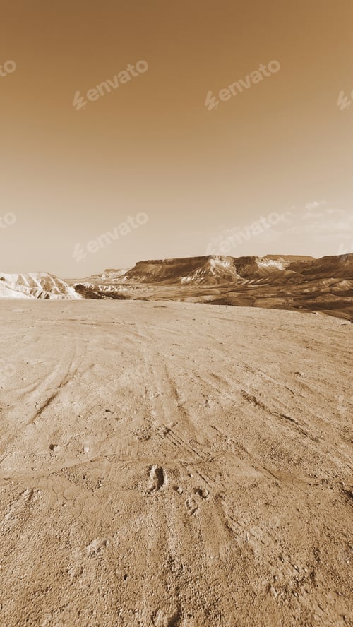 Preview: Rocky Hills Of The Negev Desert In Israel, Vintage Style Sepia