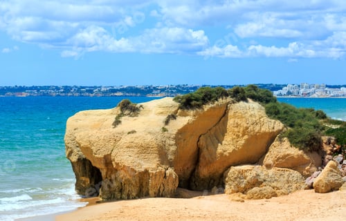Preview: Rocks On Summer Sandy Albufeira Beach (Algarve, Portugal).