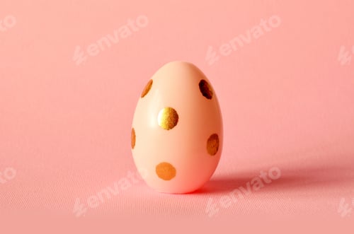 Preview: Easter Egg On Pastel Pink Background. Happy Easter Concept. Minimal Concept