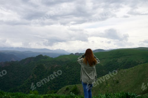 Preview: View Of The Mountains Tops Nature Landscape Woman