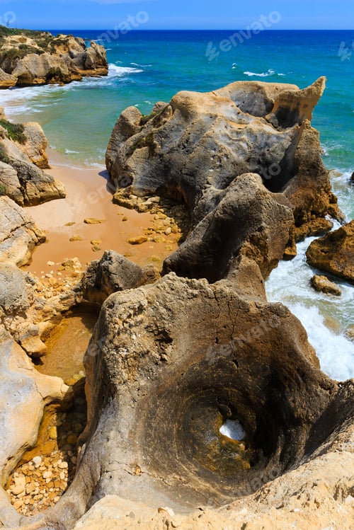 Preview: Summer Atlantic Rocky Coast View (Albufeira Outskirts, Algarve, Portugal).