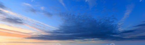 Preview: Summer Evening Sunset Sky Panorama With Clouds Background.