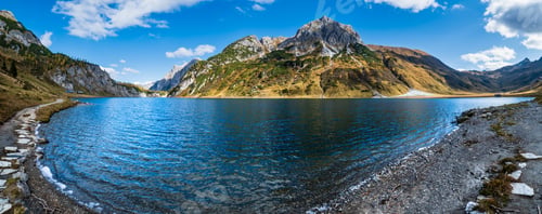 Preview: Sunny Autumn Alpine Tappenkarsee Lake And Rocky Mountains Above, Kleinarl, Land Salzburg, Austria
