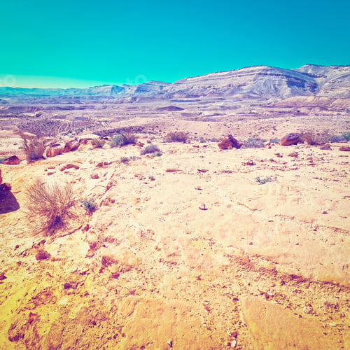 Preview: Rocky Hills Of The Negev Desert In Israel, Retro Effect