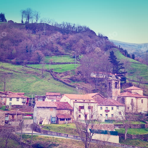 Preview: Little Spanish Medieval Town On The Slopes Of The Pyrenees, Instagram Effect