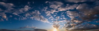 Preview: Summer Sunset Sky Panorama With Fleece Colorful Clouds. Evening Dusk Good Weather Natural