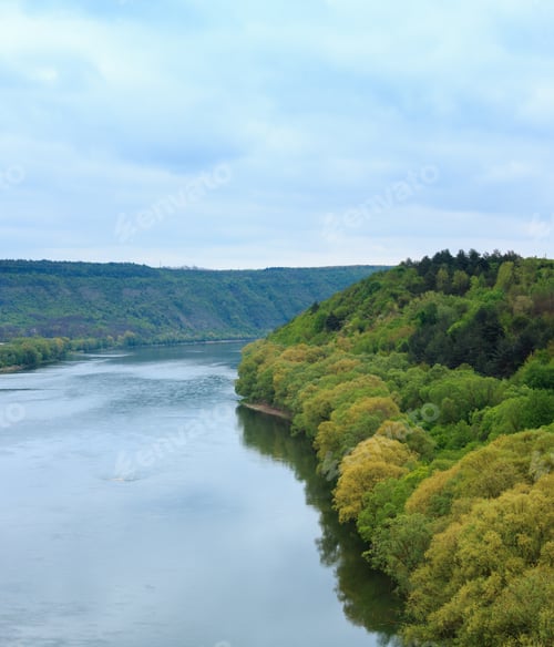Preview: Top Spring View Of The Dnister River Bend Canyon, Ustechko, Ternopil Region, Ukraine, Europe. Two
