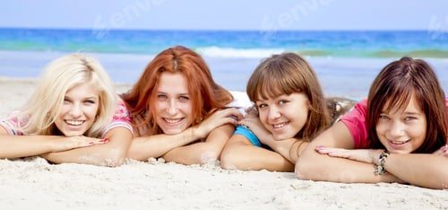 Preview: Girlfriends Lying Down At The Beach.