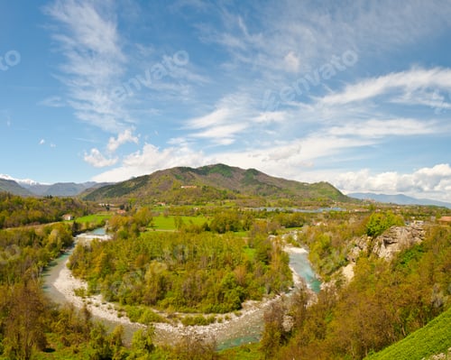 Preview: River At The Foothills Of Italian Alps, Piedmont