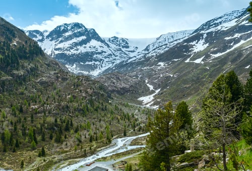 Preview: Summer Alps Mountain Landscape With Snow On Slope (Austria).