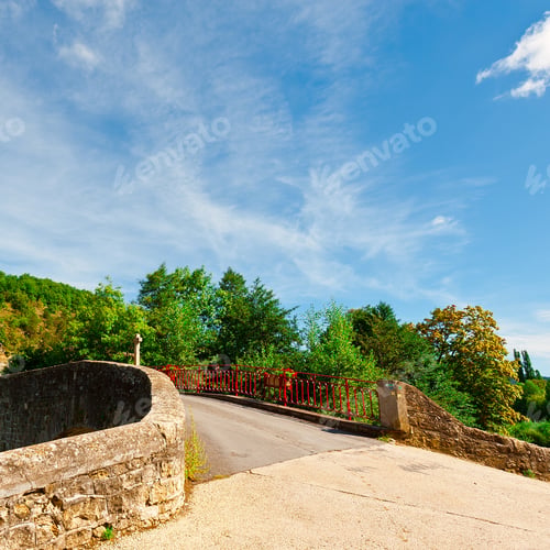 Preview: Old Stone Bridge Over The River In The French Alps