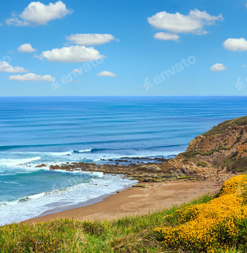 Preview: Beach Azkorri Or Gorrondatxe In Getxo Town, Biscay, Basque Country, Spain. People Unrecognizable.