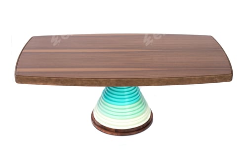Preview: Luxurious Chestnut Table With A Epoxy Resin On A White Background, Side View