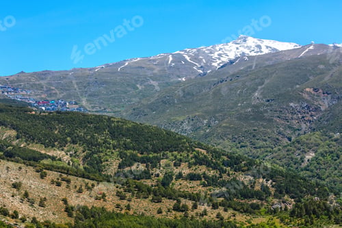 Preview: Summer Mountain Landscape With Snow On Peak (Sierra Nevada National Park, Near Granada, Spain).