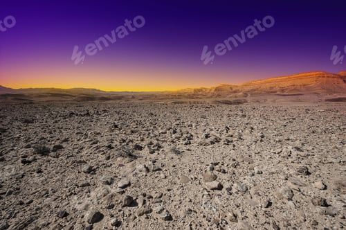 Preview: Rocky Hills Of The Negev Desert In Israel At Sunset. Breathtaking Landscape Of The Desert Rock