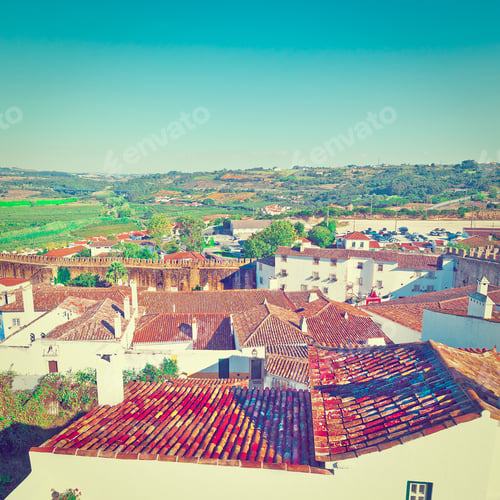 Preview: Aerial View To Historic Center Of The City Of Obidos In Portugal