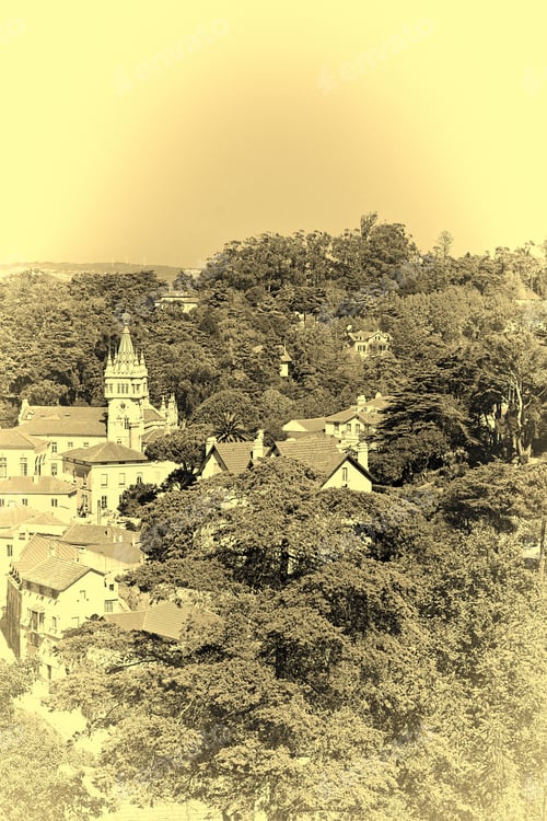 Preview: View To Historic Center City Of Sintra In Portugal, Stylized Photo