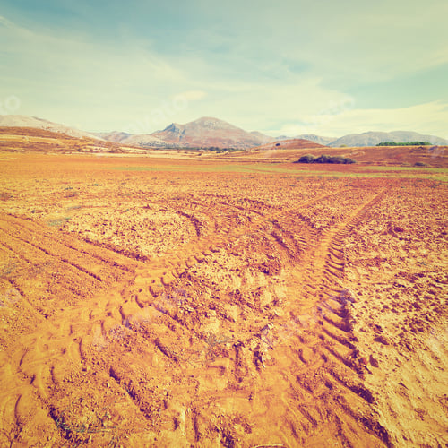Preview: Plowed Sloping Hills Of Spain In The Autumn, Instagram Effect