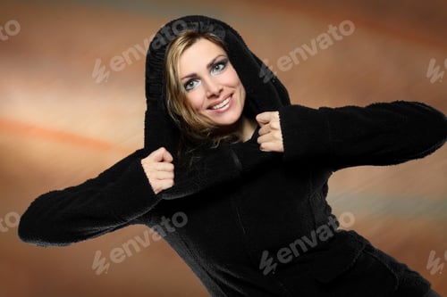 Preview: Girl In A Black Coat In An Interesting Photographies