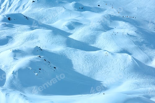 Preview: Winter Ski Trail. All People Are Unrecognized. Silvretta Alps, Ski Resort Silvrettaseilbahn Ag