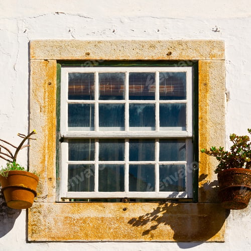 Preview: Window Of Portuguese Home Decorated With Flower